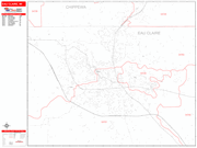 Eau Claire  Wall Map Red Line Style